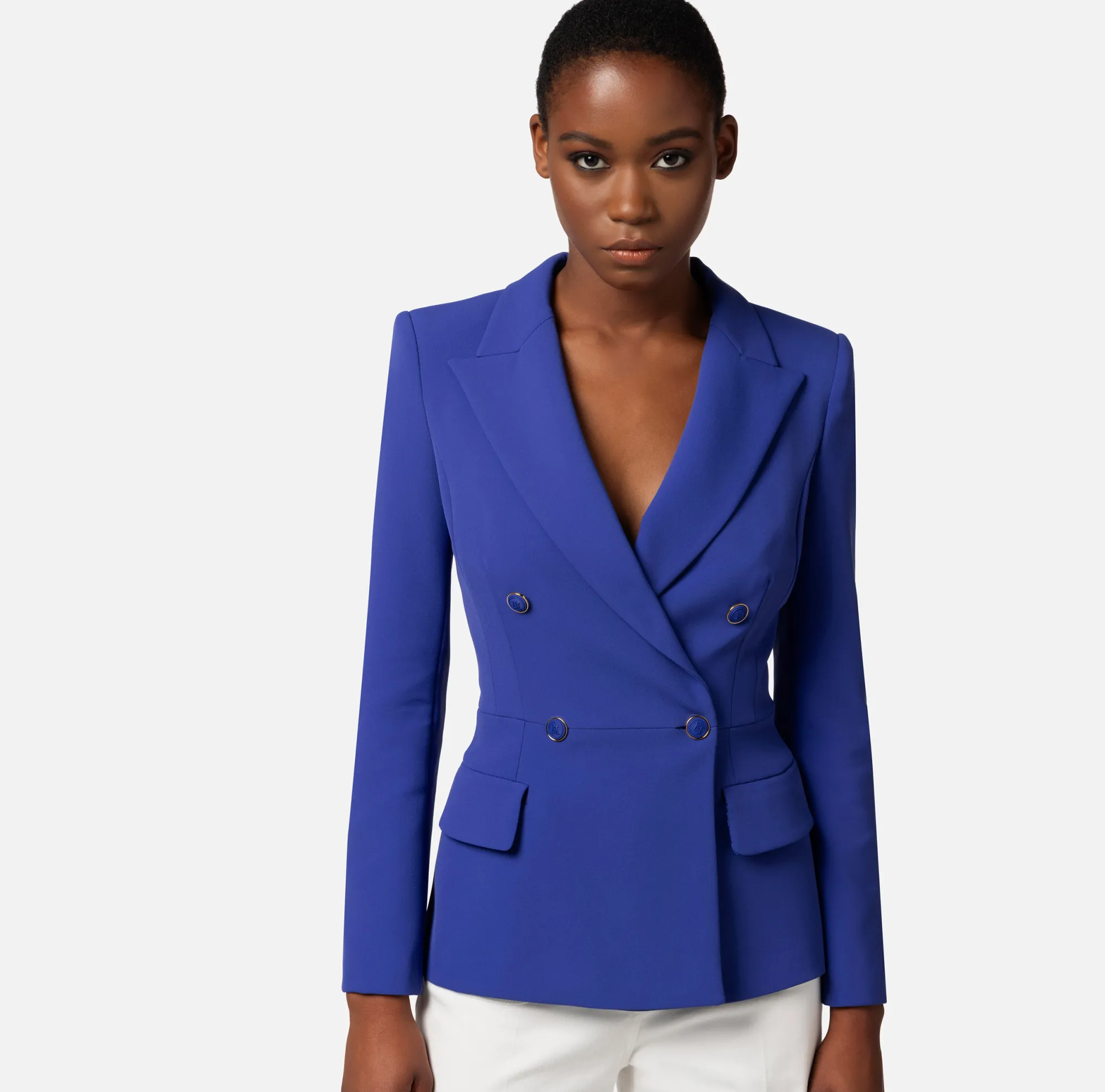 Elisabetta Franchi Giacca Doppiopetto In Crepe Con Taglio In Vita^ Giacche & Trench