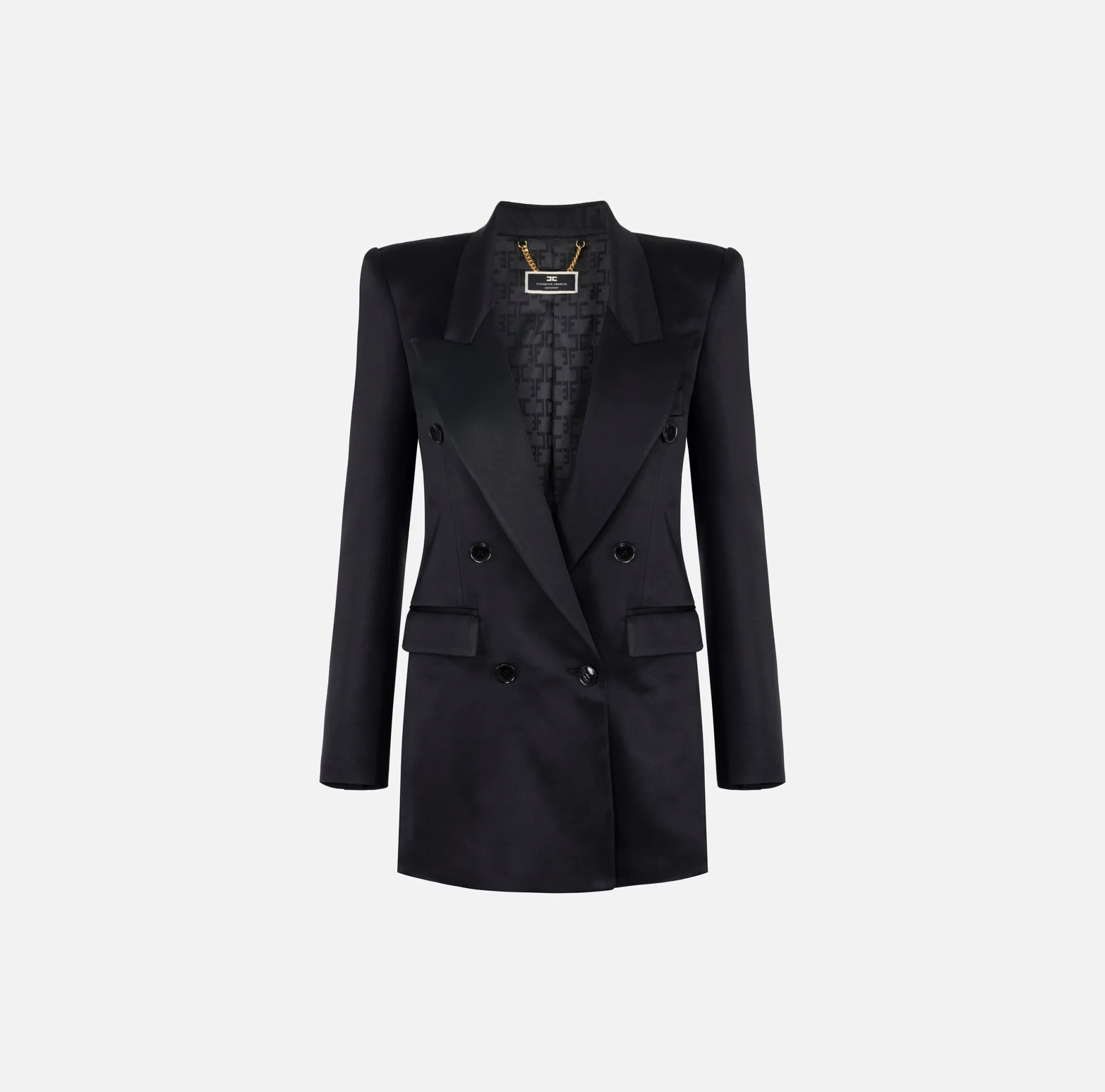 Elisabetta Franchi Giacca Doppiopetto In Crepe Di Raso Lucido^ Giacche & Trench