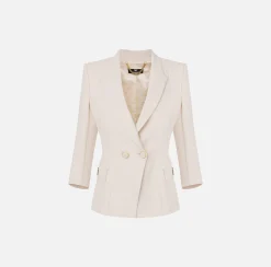 Elisabetta Franchi Giacca Doppiopetto In Crepe Placca Logo^ Giacche & Trench
