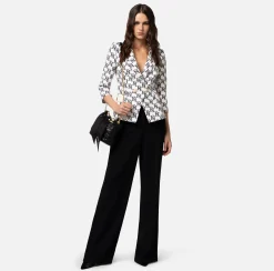 Elisabetta Franchi Giacca Doppiopetto In Crepe Stampa Logo E Placca^ Giacche & Trench