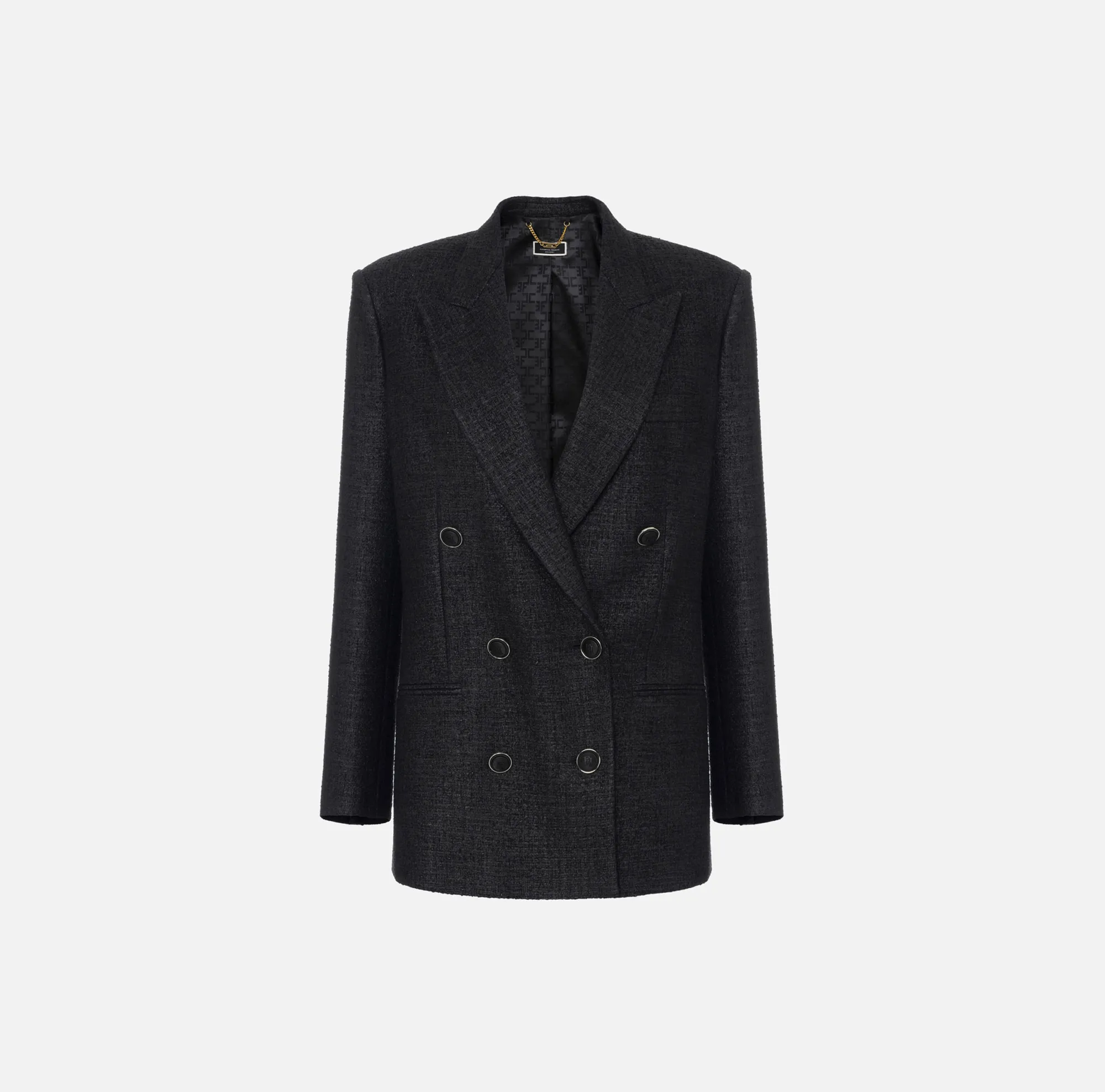 Elisabetta Franchi Giacca Doppiopetto In Tweed Laminato^ Giacche & Trench