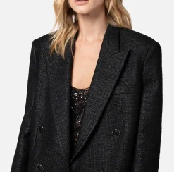 Elisabetta Franchi Giacca Doppiopetto In Tweed Laminato^ Giacche & Trench