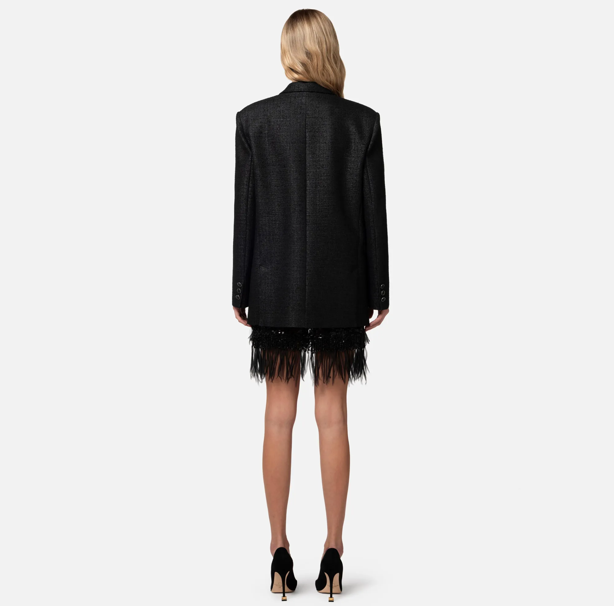 Elisabetta Franchi Giacca Doppiopetto In Tweed Laminato^ Giacche & Trench