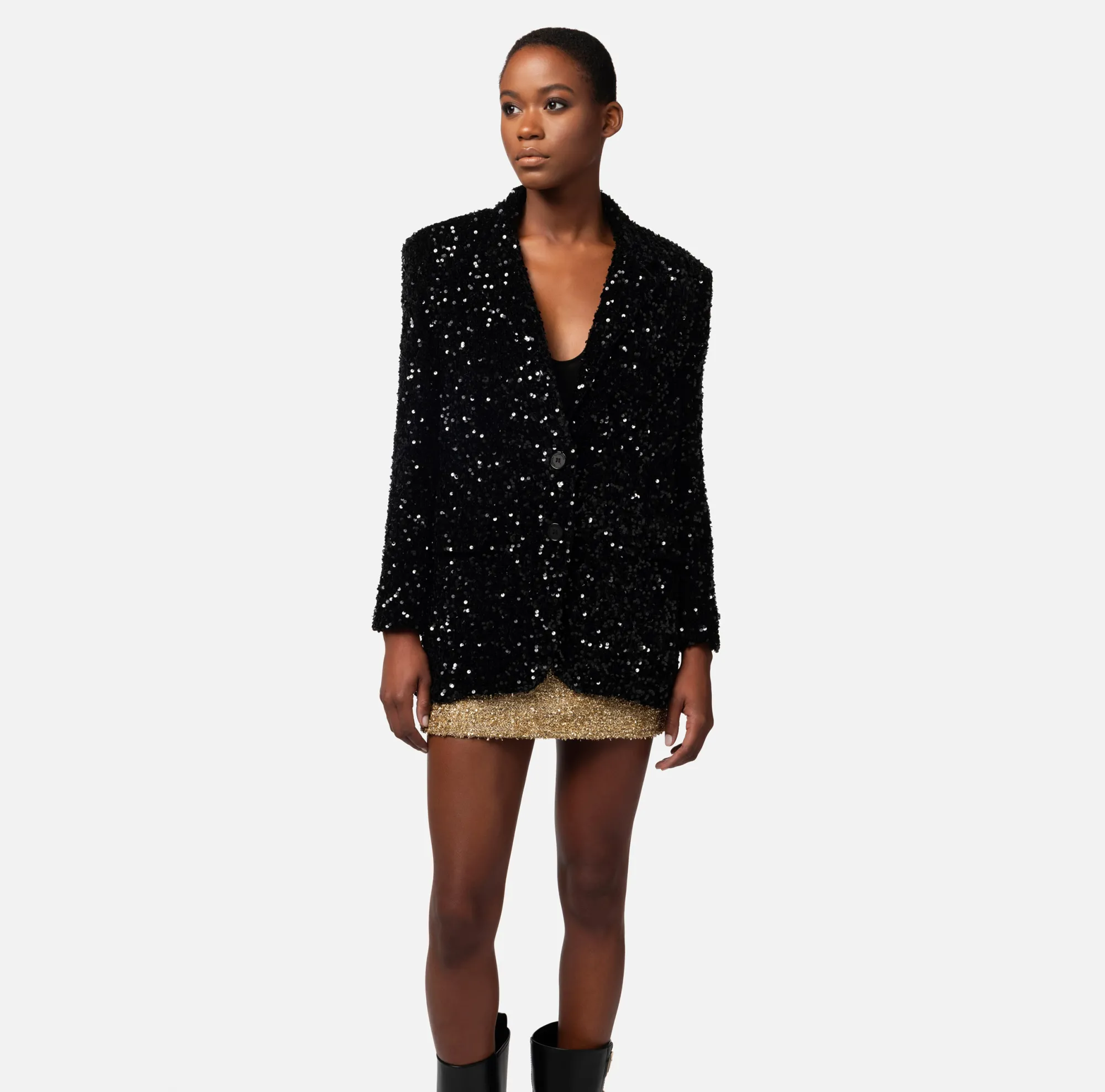 Elisabetta Franchi Giacca In Ciniglia Con Paillettes^ Giacche & Trench