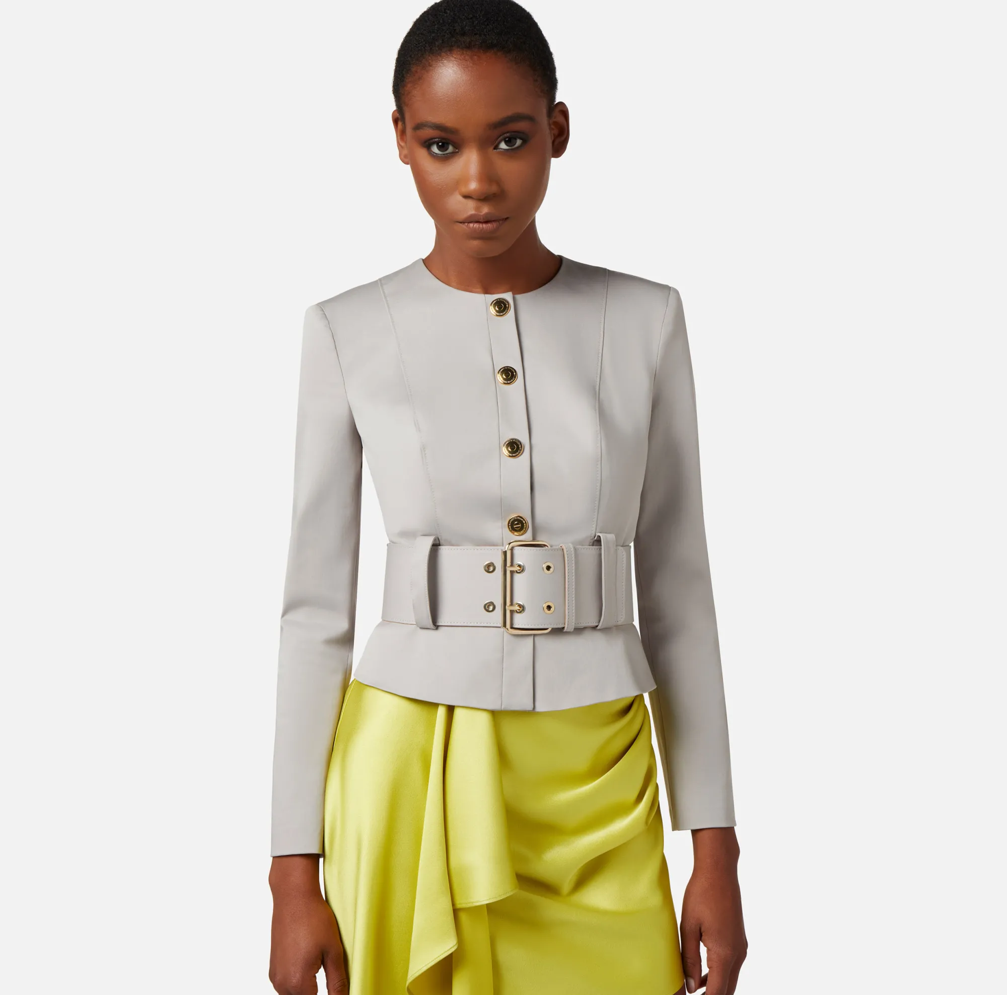 Elisabetta Franchi Giacca In Cotone Stretch Con Cintura^ Giacche & Trench
