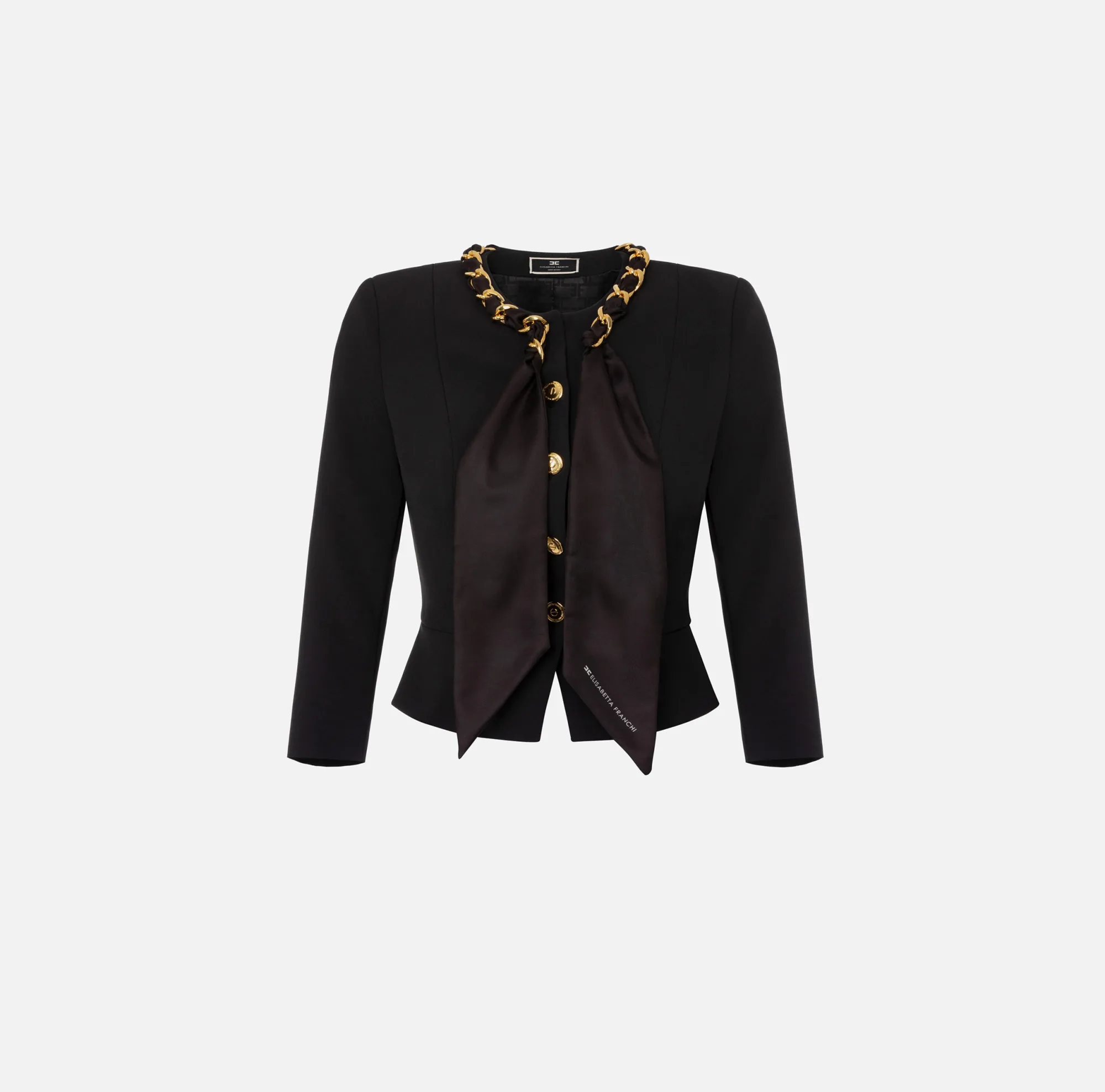Elisabetta Franchi Giacca In Crepe Con Catena Foulard^ Giacche & Trench