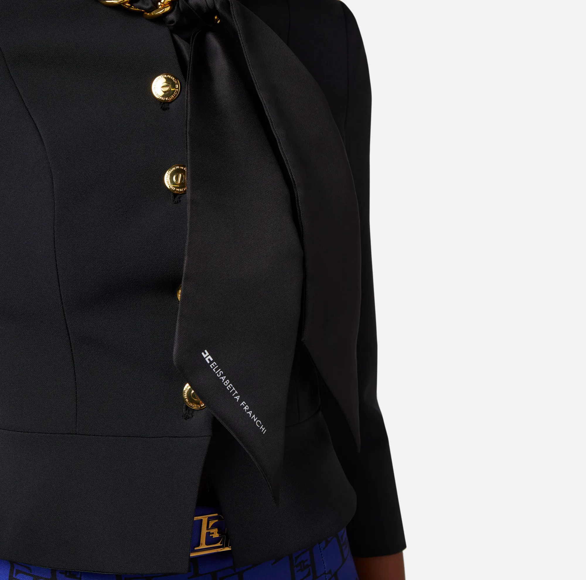 Elisabetta Franchi Giacca In Crepe Con Catena Foulard^ Giacche & Trench