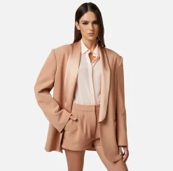 Elisabetta Franchi Giacca In Crepe Con Revers Sciallato In Satin^ Giacche & Trench