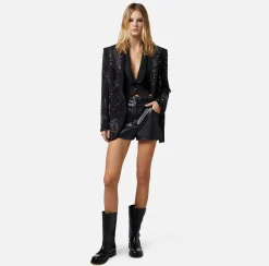 Elisabetta Franchi Giacca In Crepe Con Ricamo Di Strass^ Giacche & Trench