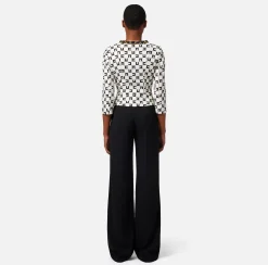 Elisabetta Franchi Giacca In Crepe Stampa Logo Con Catena Foulard^ Giacche & Trench