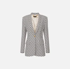 Elisabetta Franchi Giacca In Crepe Stampa Logo Con Rever Sciallato^ Giacche & Trench