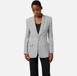 Elisabetta Franchi Giacca In Crepe Stampa Logo Con Rever Sciallato^ Giacche & Trench