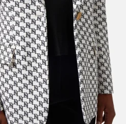 Elisabetta Franchi Giacca In Crepe Stampa Logo Con Rever Sciallato^ Giacche & Trench
