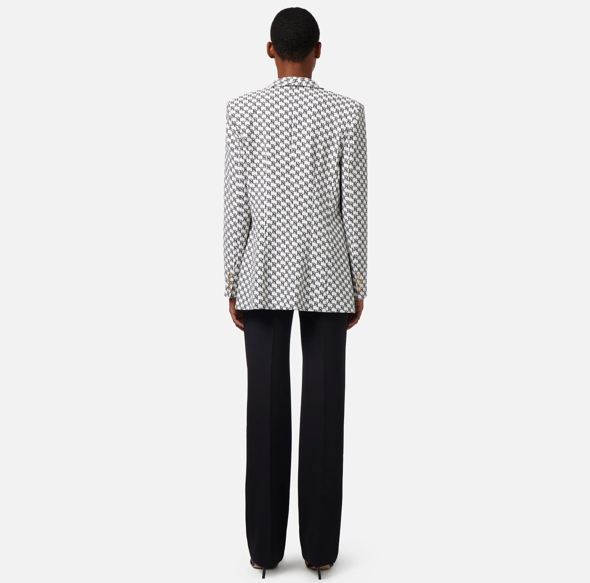 Elisabetta Franchi Giacca In Crepe Stampa Logo Con Rever Sciallato^ Giacche & Trench