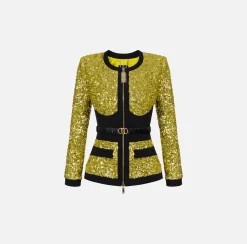 Elisabetta Franchi Giacca In Paillettes Con Corpino^ Giacche & Trench