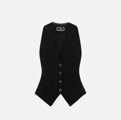 Elisabetta Franchi Gilet In Crepe Con Ricamo Logo^ Giacche & Trench