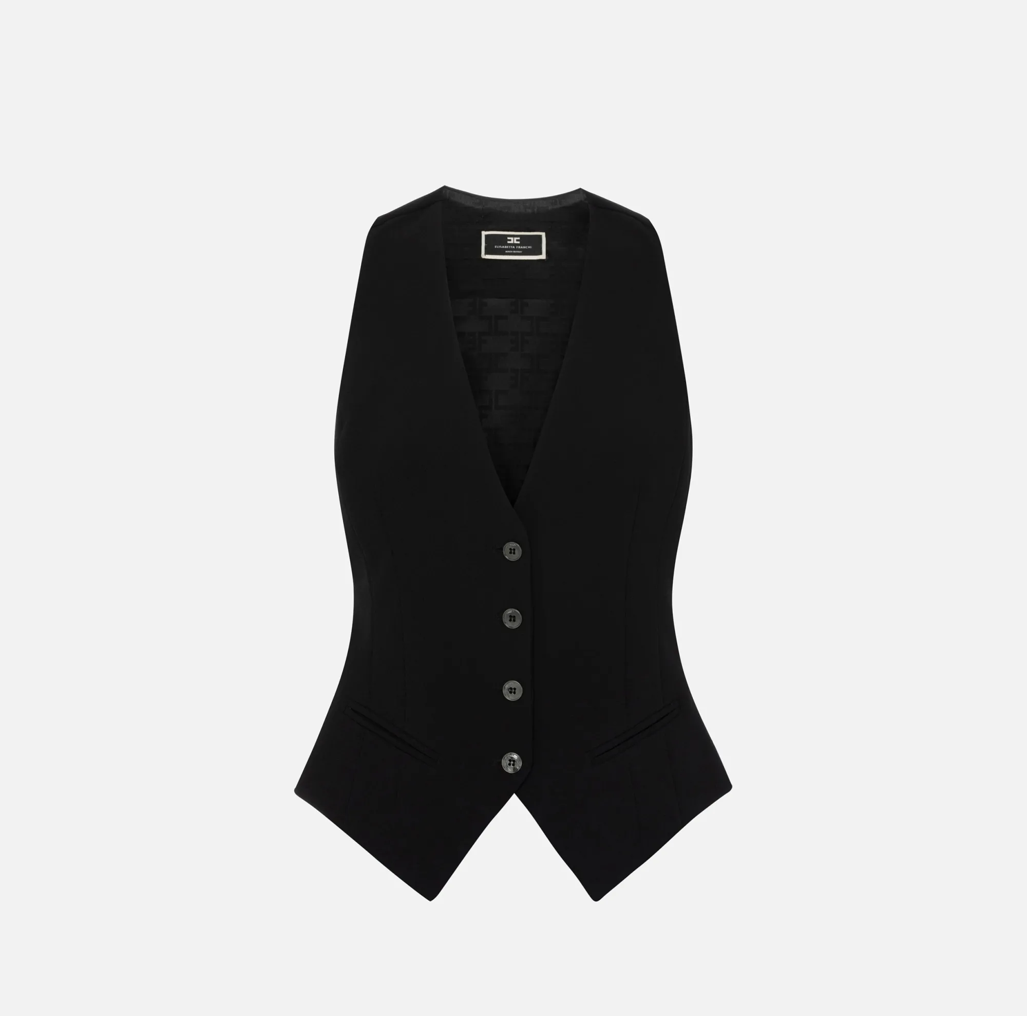 Elisabetta Franchi Gilet In Crepe Con Ricamo Logo^ Giacche & Trench