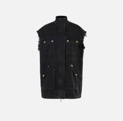 Elisabetta Franchi Gilet In Denim Utility^ Giacche & Trench