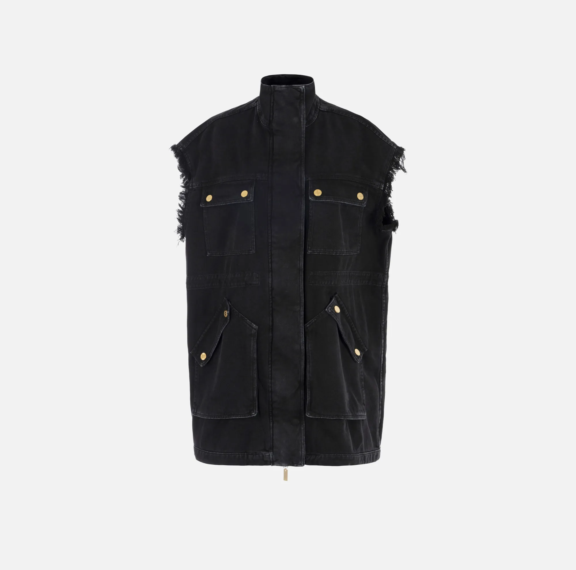 Elisabetta Franchi Gilet In Denim Utility^ Giacche & Trench