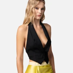 Elisabetta Franchi Gilet In Fresco Lana Con Fusciacca^ Giacche & Trench