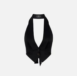 Elisabetta Franchi Gilet Smoking In Raso Con Fusciacca^ Giacche & Trench