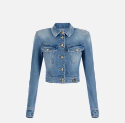 Elisabetta Franchi Giubbotto Cropped In Denim^ Giacche & Trench