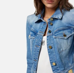 Elisabetta Franchi Giubbotto Cropped In Denim^ Giacche & Trench