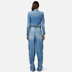 Elisabetta Franchi Giubbotto Cropped In Denim^ Giacche & Trench