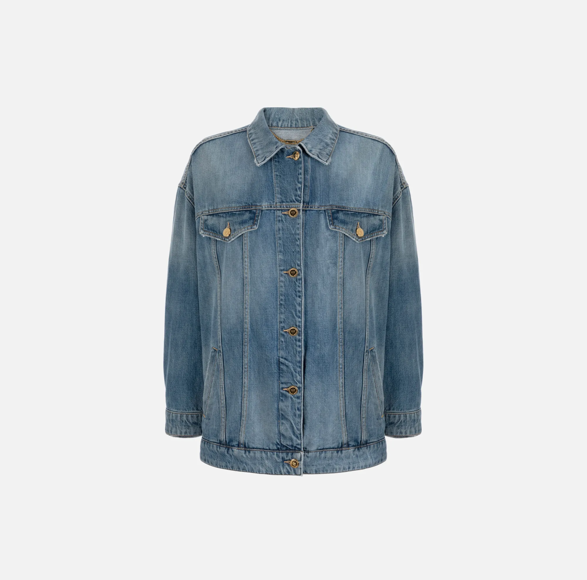 Elisabetta Franchi Giubbotto Over In Denim^ Giacche & Trench