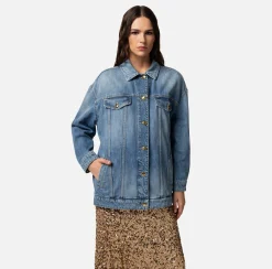 Elisabetta Franchi Giubbotto Over In Denim^ Giacche & Trench