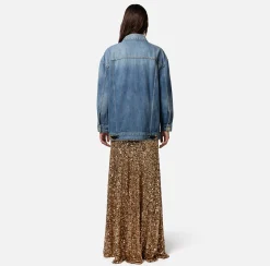 Elisabetta Franchi Giubbotto Over In Denim^ Giacche & Trench