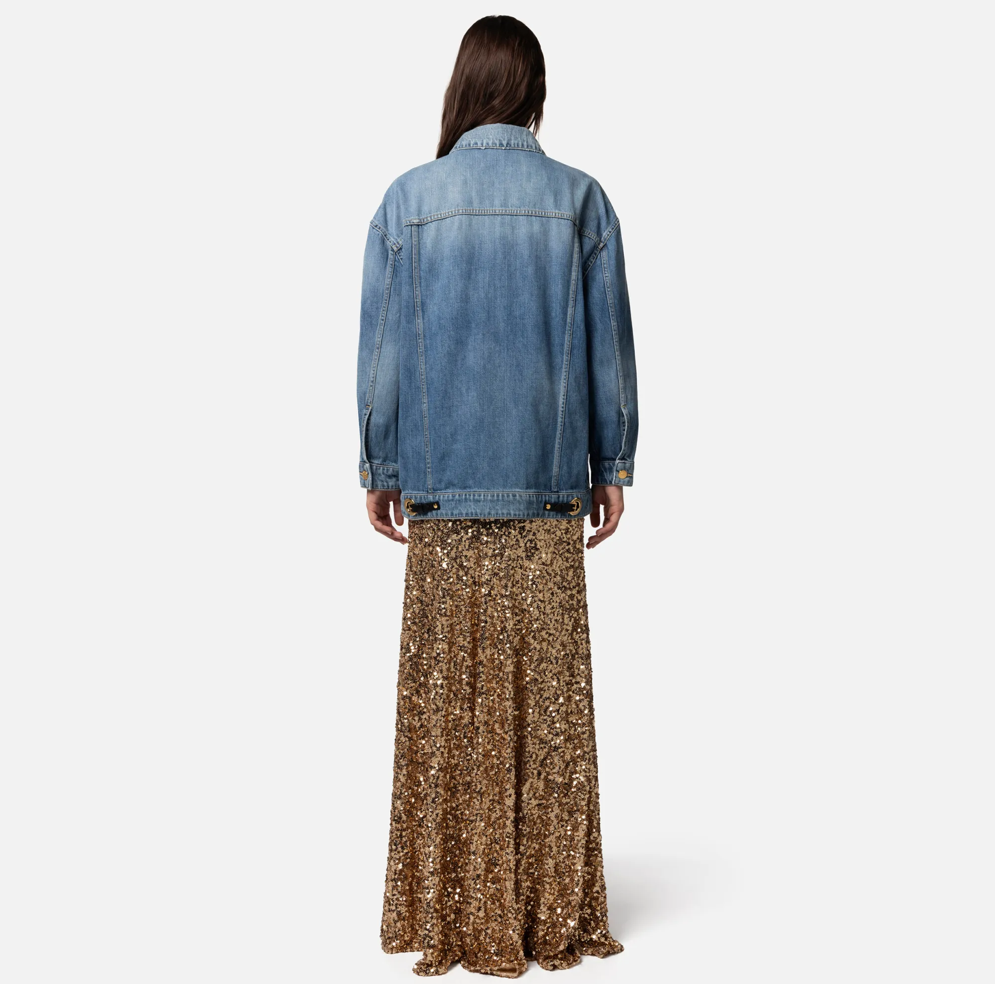 Elisabetta Franchi Giubbotto Over In Denim^ Giacche & Trench
