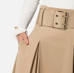 Elisabetta Franchi Gonna Midi In Cotone Stretch Con Cintura^ Gonne