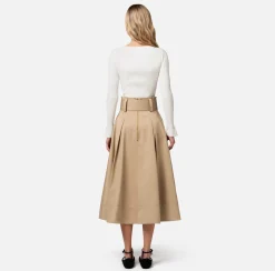 Elisabetta Franchi Gonna Midi In Cotone Stretch Con Cintura^ Gonne