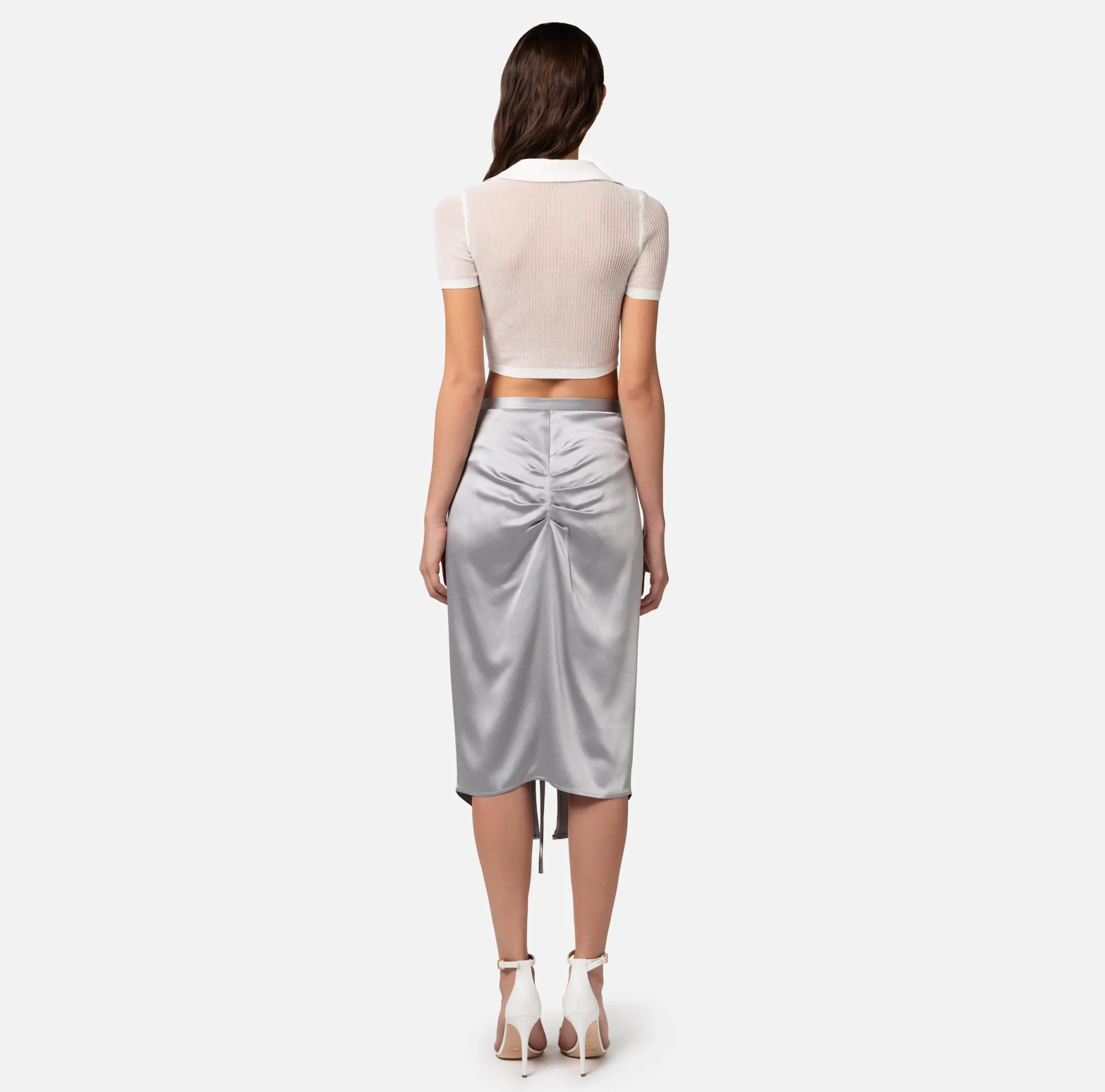 Elisabetta Franchi Gonna Midi In Crepe Satin Drappeggiata^ Gonne