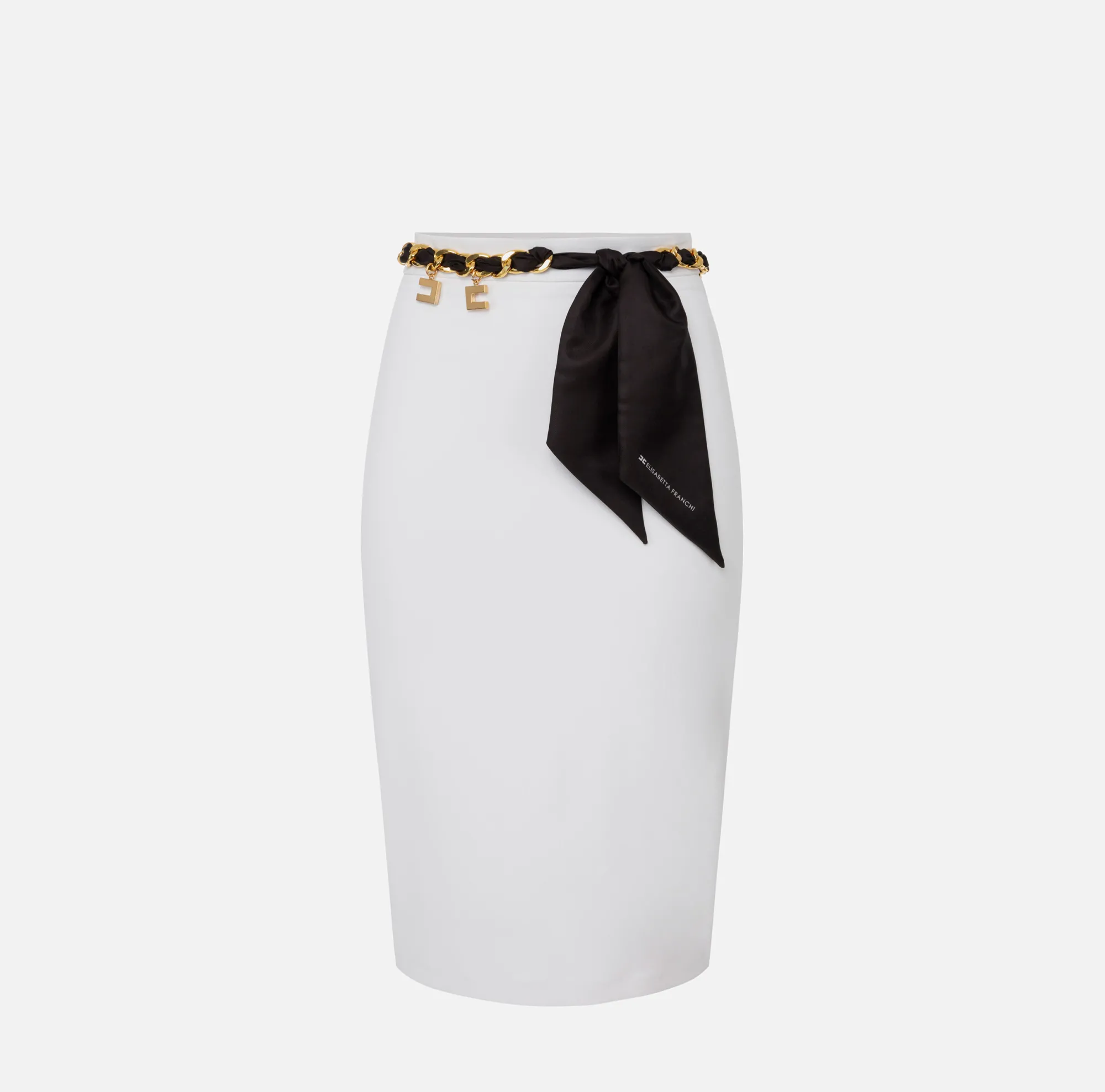 Elisabetta Franchi Gonna Midi In Crepe Stretch Con Cintura Foulard^ Gonne