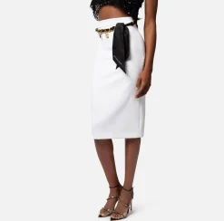 Elisabetta Franchi Gonna Midi In Crepe Stretch Con Cintura Foulard^ Gonne