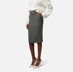 Elisabetta Franchi Gonna Midi In Gabardina Di Viscosa Con Cintura^ Gonne