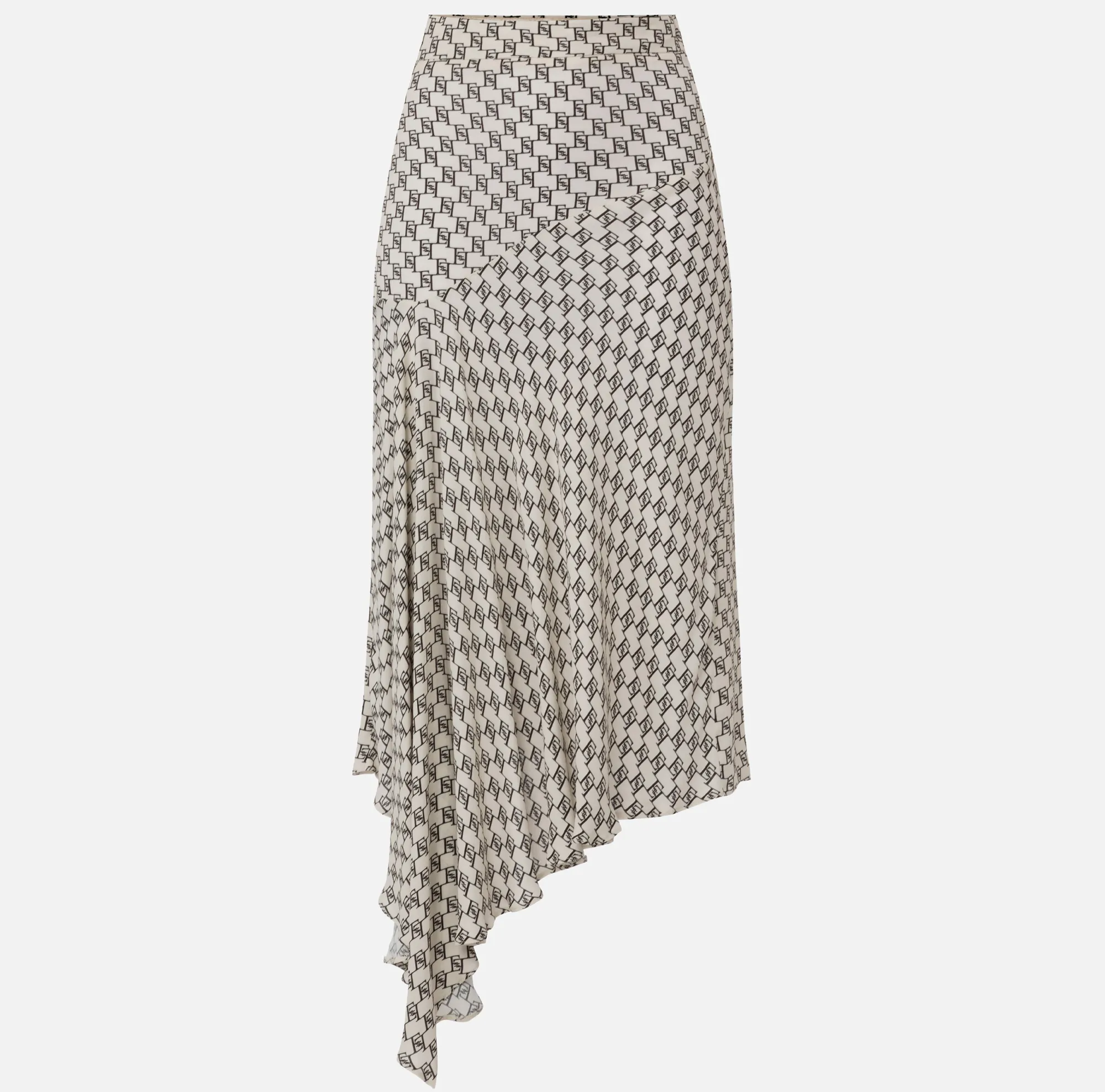Elisabetta Franchi Gonna Midi In Georgette Stampa Logo Asimmetrica^ Gonne