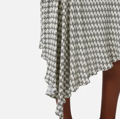 Elisabetta Franchi Gonna Midi In Georgette Stampa Logo Asimmetrica^ Gonne