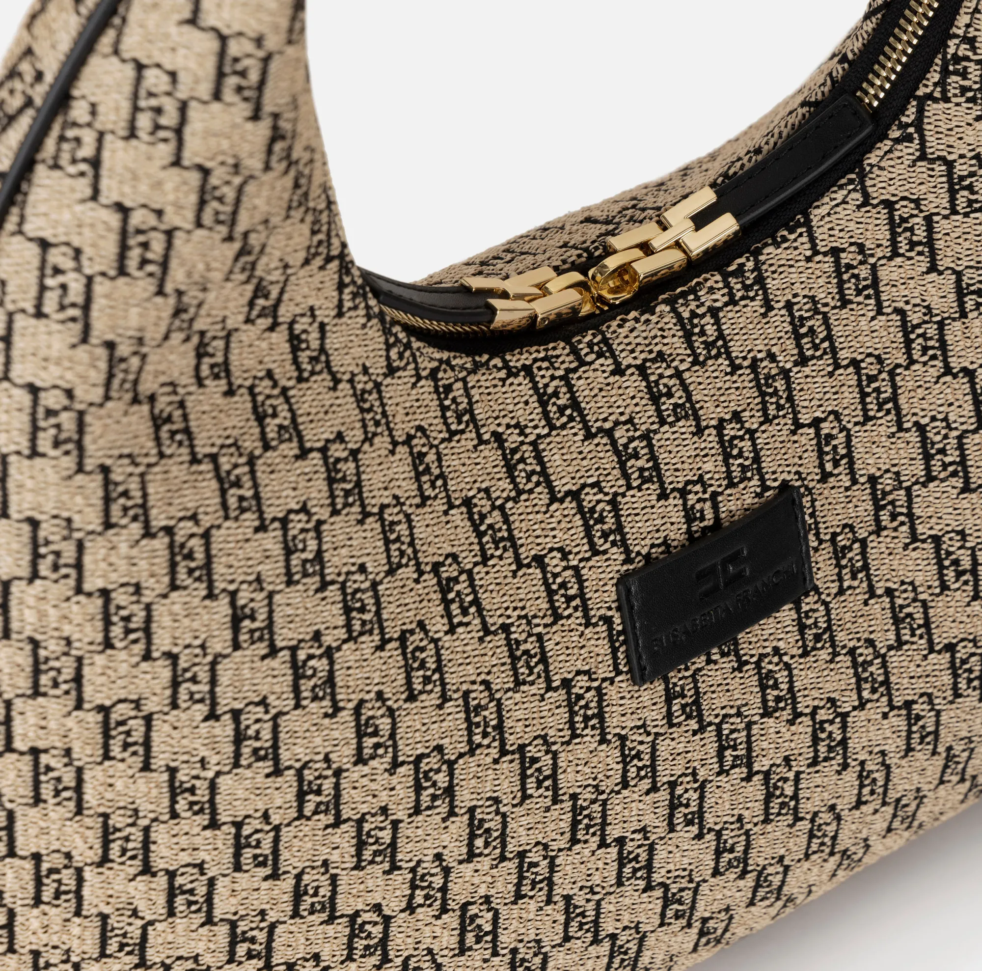 Elisabetta Franchi Hobo Grande In Rafia Jacquard^ Borse A Mano