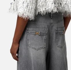 Elisabetta Franchi Jeans A Palazzo Con Tagli Diagonali^ Jeans