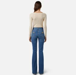 Elisabetta Franchi Jeans A Zampetta Con Placche Logo^ Jeans