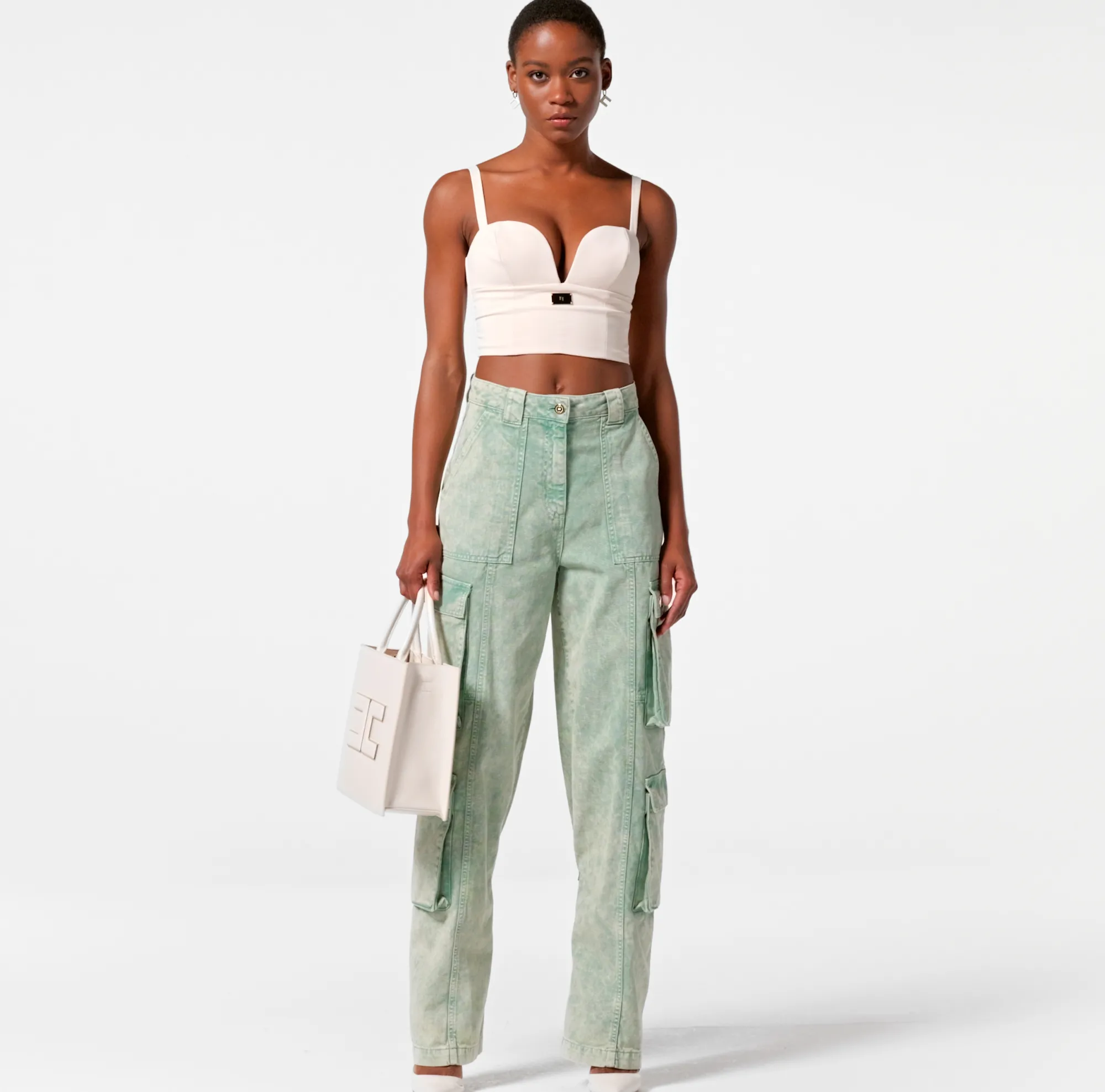 Elisabetta Franchi Jeans Cargo Colorato Con Zip Posteriore^ Jeans
