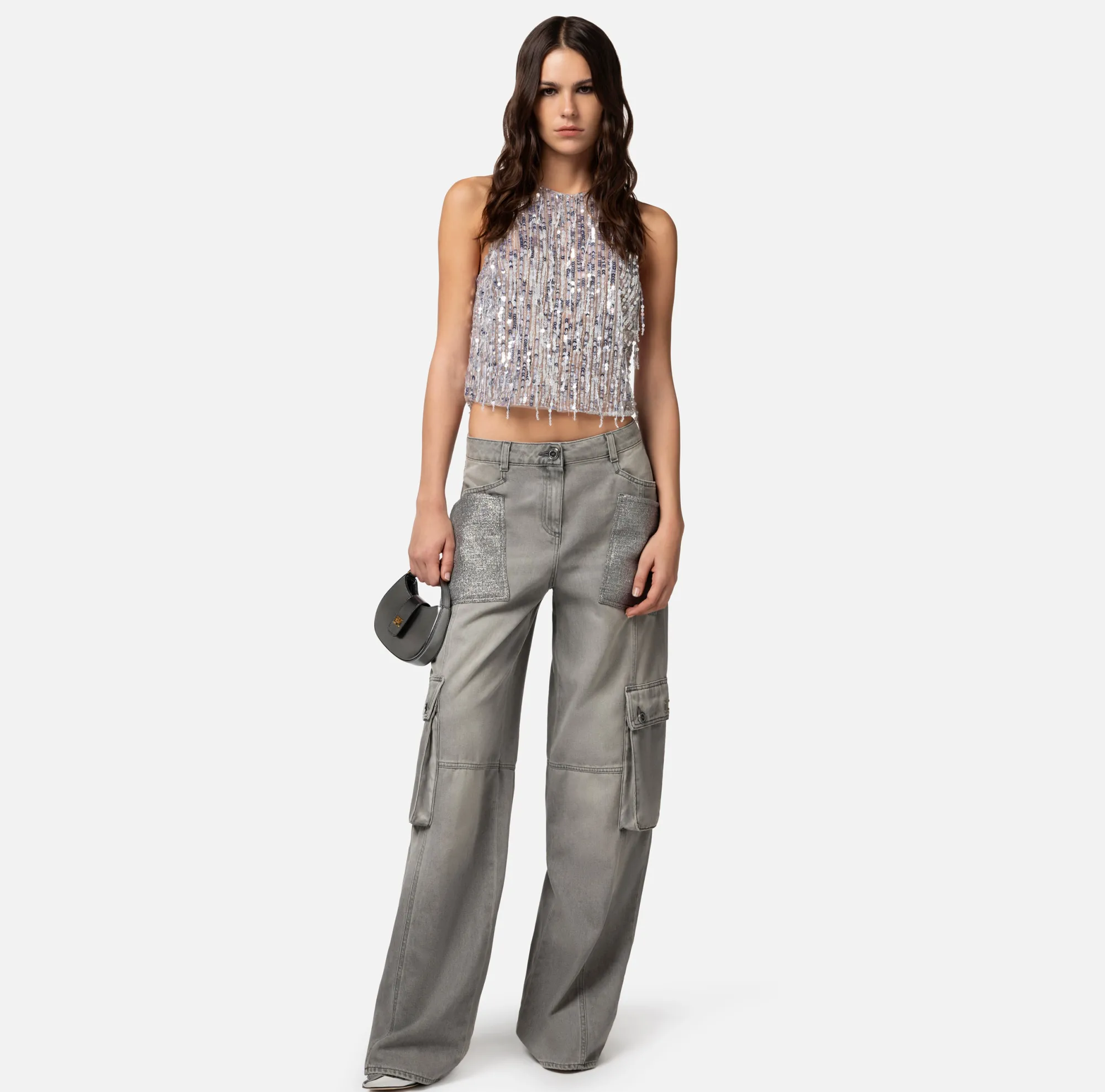 Elisabetta Franchi Jeans Cargo Con Tasche In Tweed^ Jeans