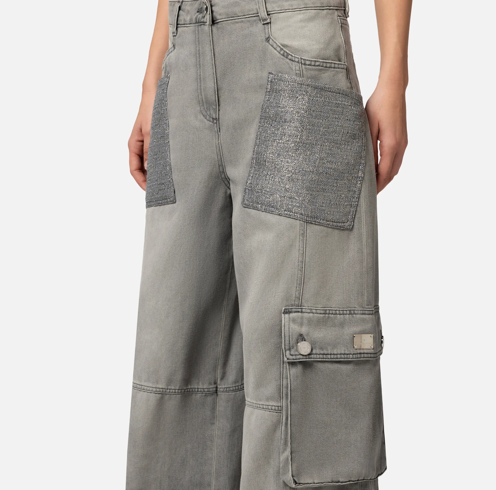 Elisabetta Franchi Jeans Cargo Con Tasche In Tweed^ Jeans