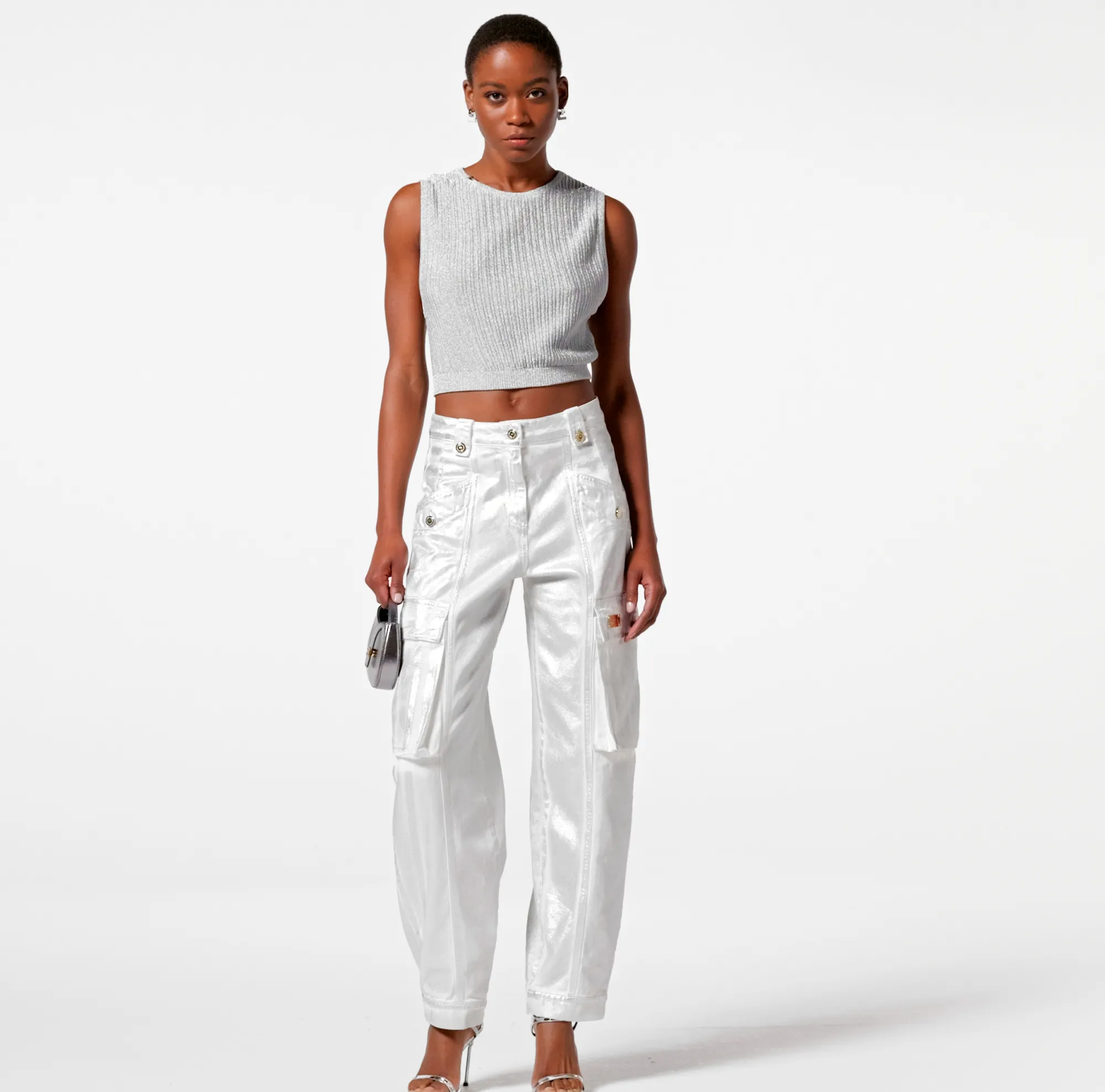 Elisabetta Franchi Jeans Cargo Laminato^ Jeans