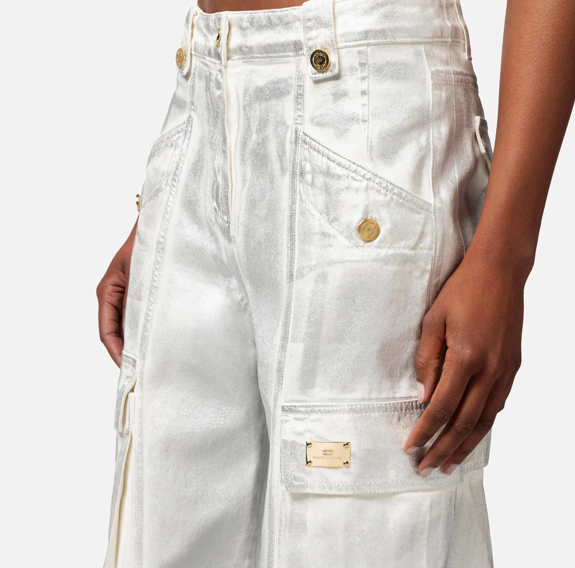 Elisabetta Franchi Jeans Cargo Laminato^ Jeans