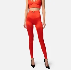 Elisabetta Franchi Leggings In Lycra Con Placca Logo^ Pantaloni E Shorts