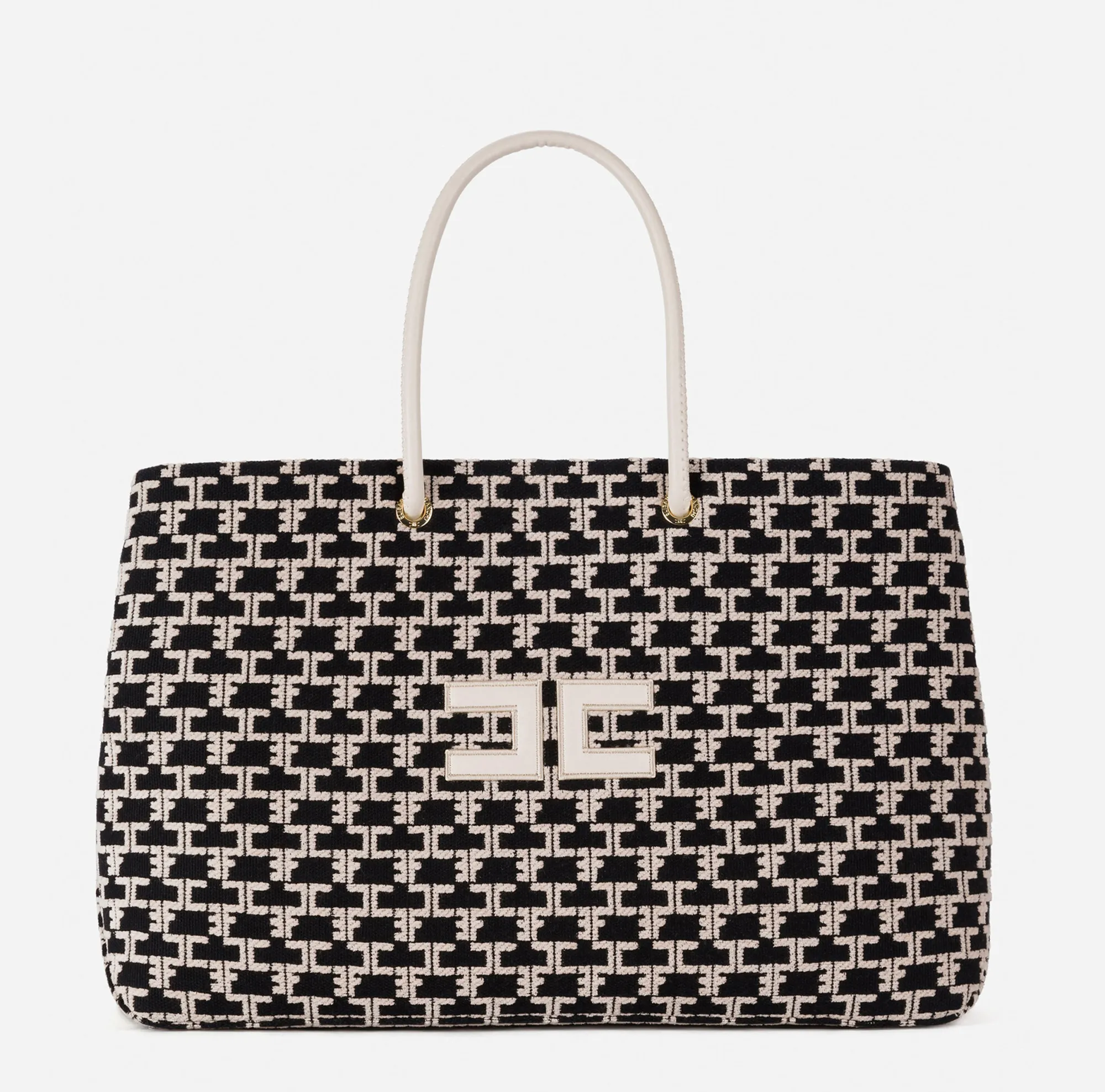 Elisabetta Franchi Madame Monogram Shopper Con Logo^ Borse A Spalla